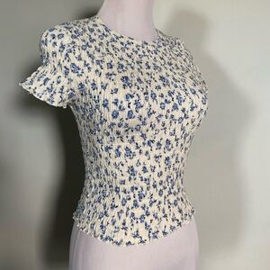 Hollister Blue Floral Cropped Shirt